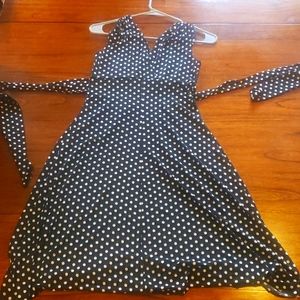 Black and white polka dot dress.